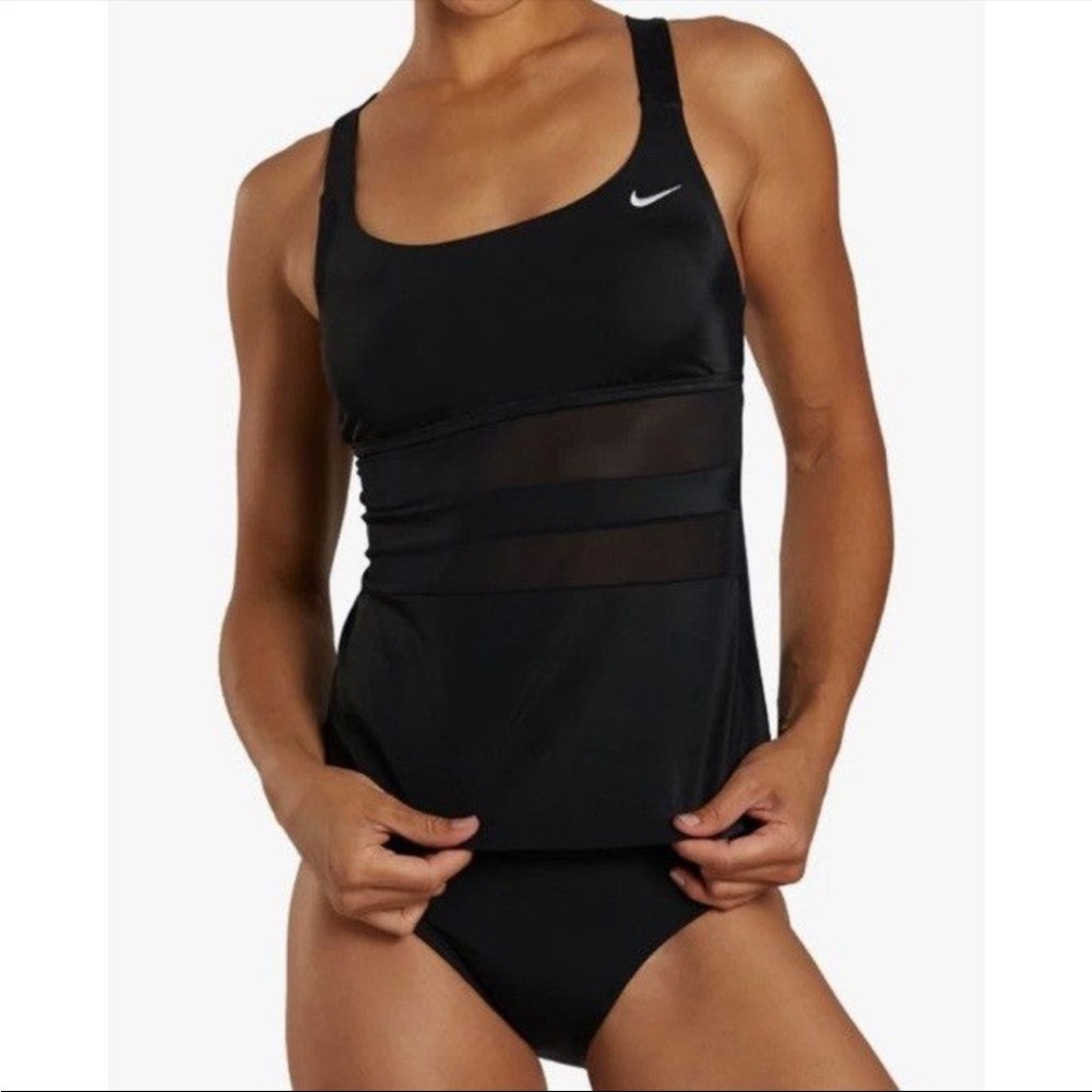Nike Black Swimsuit Two pcs Set with Mesh Detail